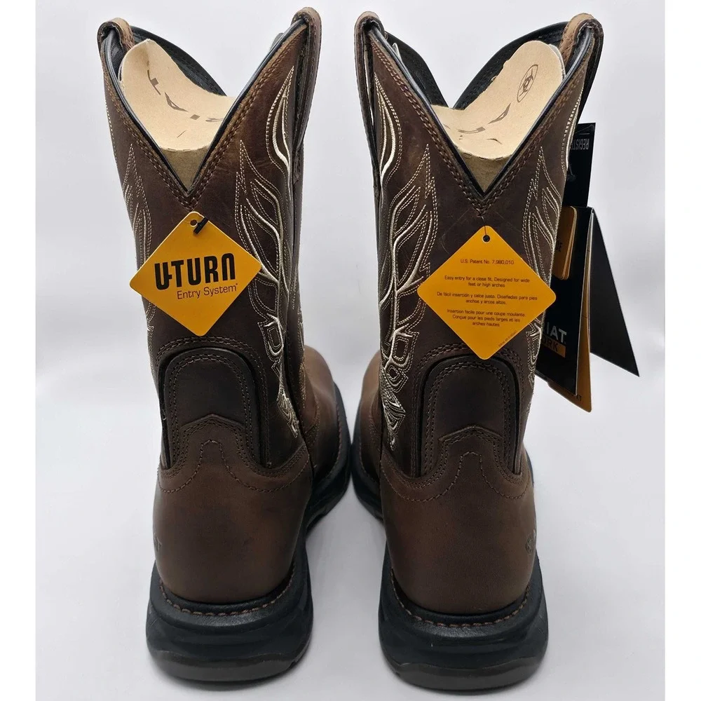 Ariat WorkHog XT Phoenix Carbon Toe Pull On Work Boots Men's 9.5 EE Brown NWT